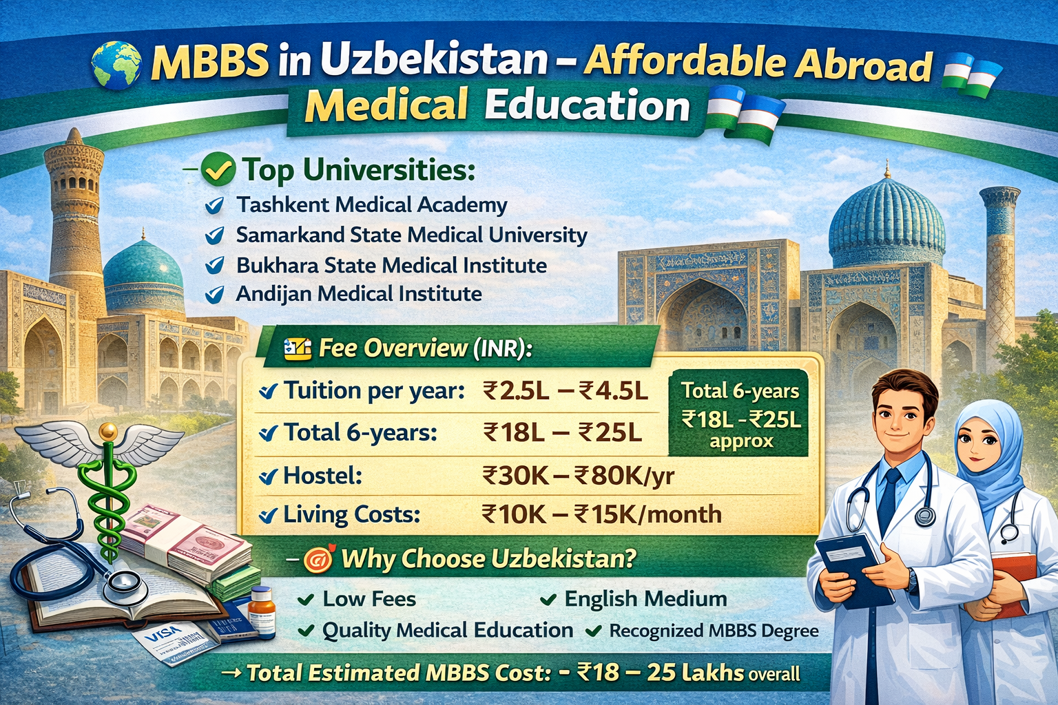 Is MBBS in Uzbekistan Affordable? Detailed Fee Structure in INR with University-wise Comparison